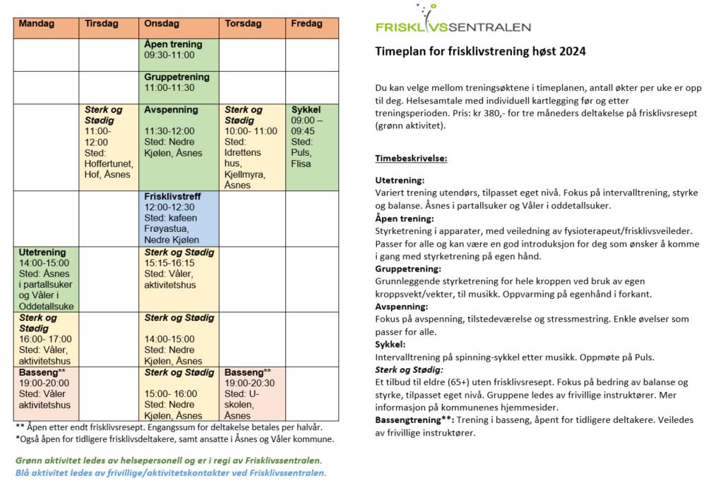 Timeplan høsten 2024 - Klikk for stort bilde